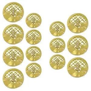 Circular Metal Buttons with Mesh Pattern (7 Big   7 Small)