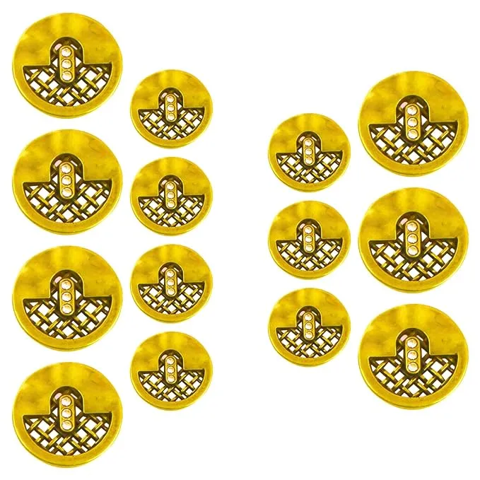 Circular Metal Buttons with Mesh Pattern (7 Big   7 Small)