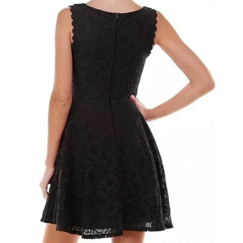 City Studios Juniors Sleeveless Black Day Lace Overlay Dress, Size 3