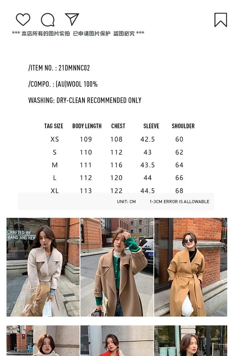 Classic Long Wool Overcoat - Elegant Winter Outerwear for Women