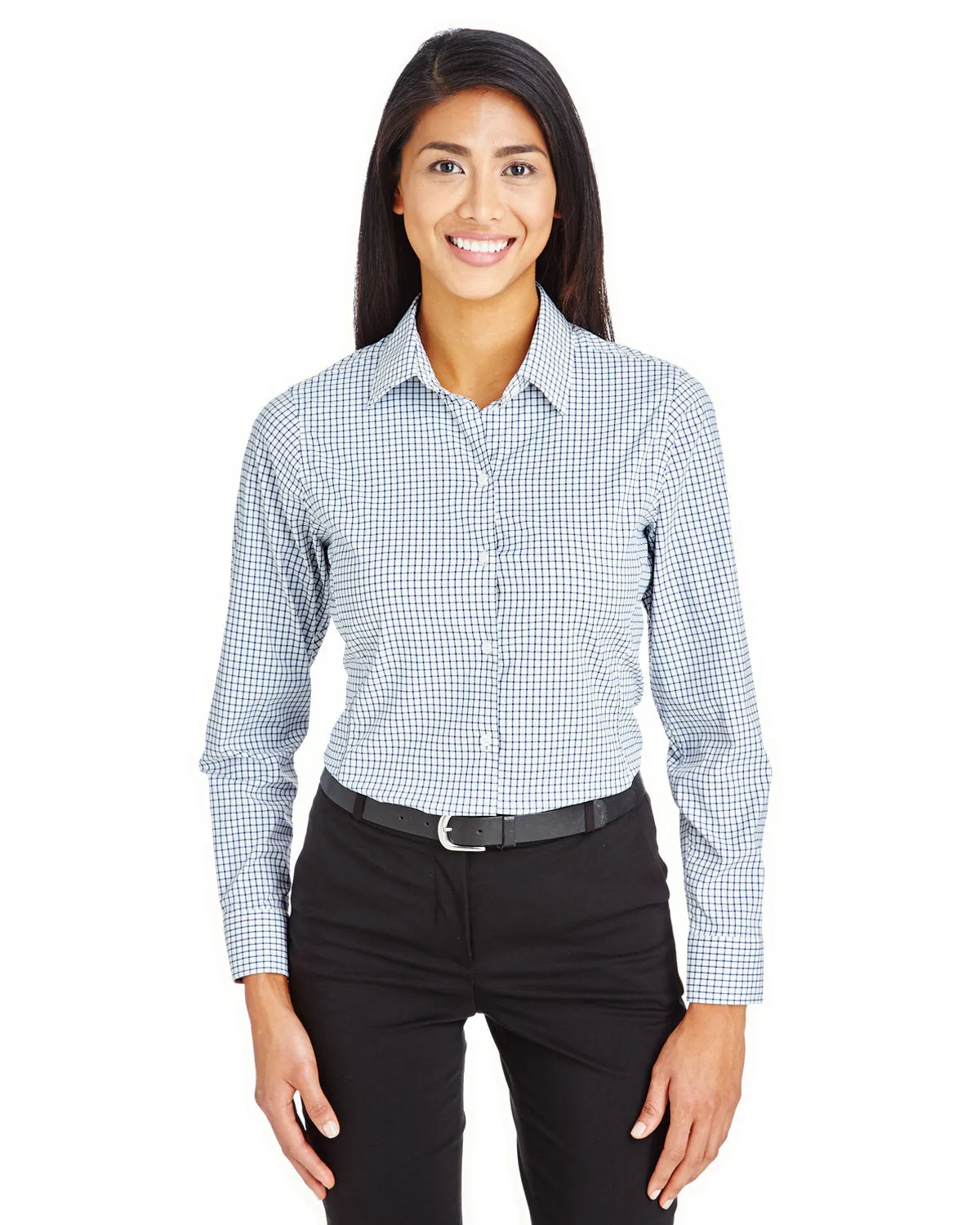 Crownlux Performance ladies Micro Windowpane Woven Shirt