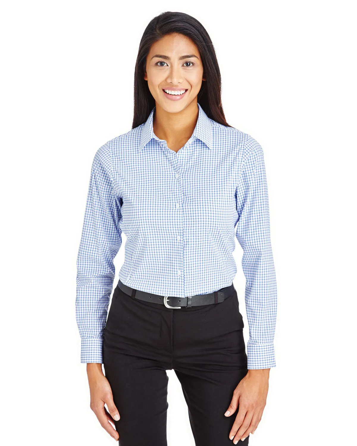 Crownlux Performance ladies Micro Windowpane Woven Shirt