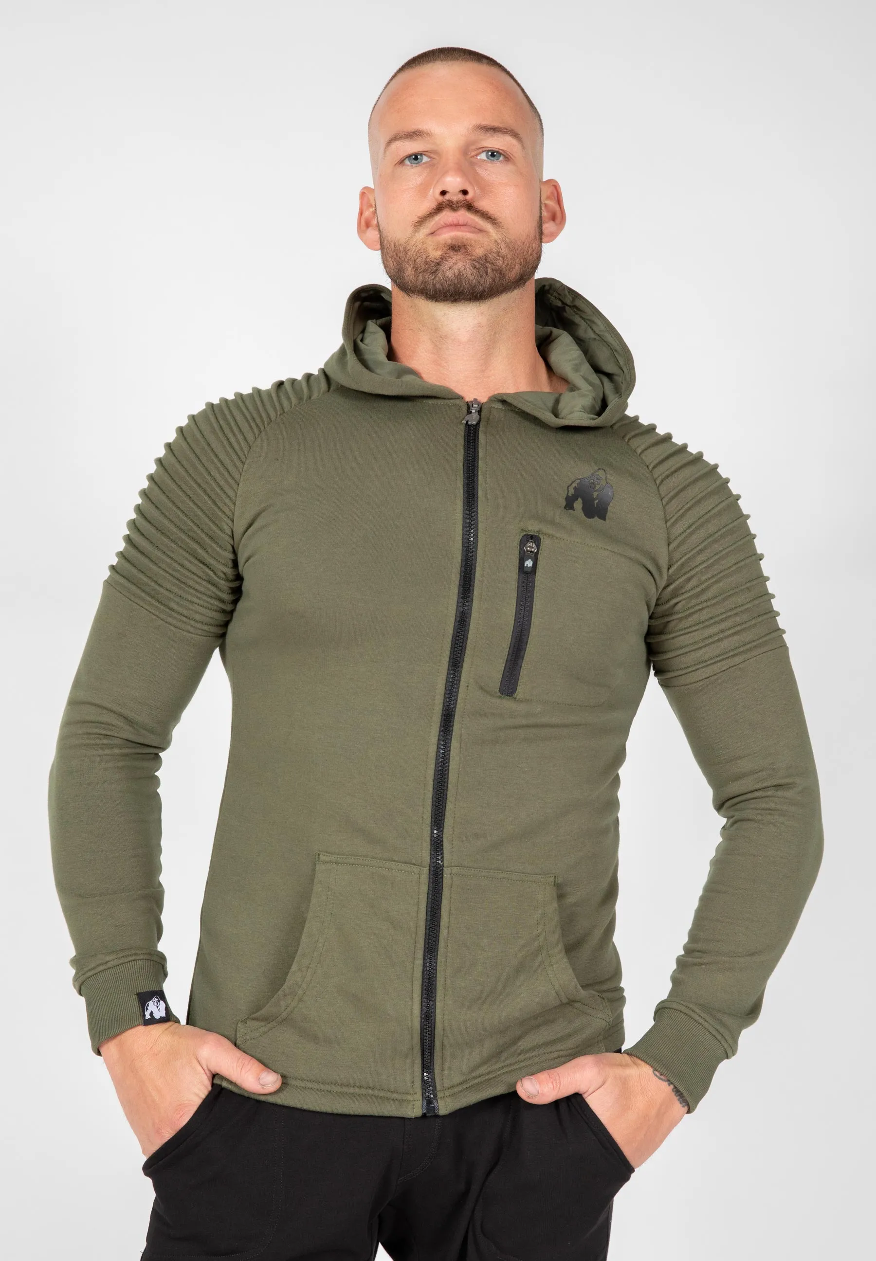 Delta Zipped Hoodie - Army Green