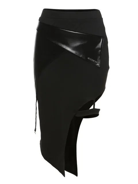 'Demon to Some' Black Goth PU Fake Leather Skirt