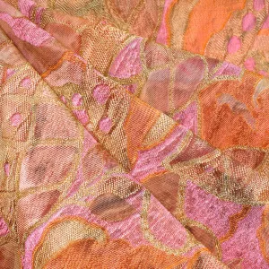 Designer Watercolor Abstract Leaf Brocade Pink/Coral