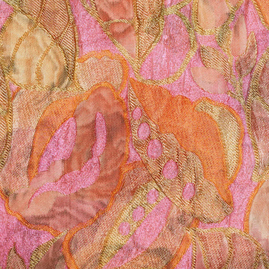 Designer Watercolor Abstract Leaf Brocade Pink/Coral