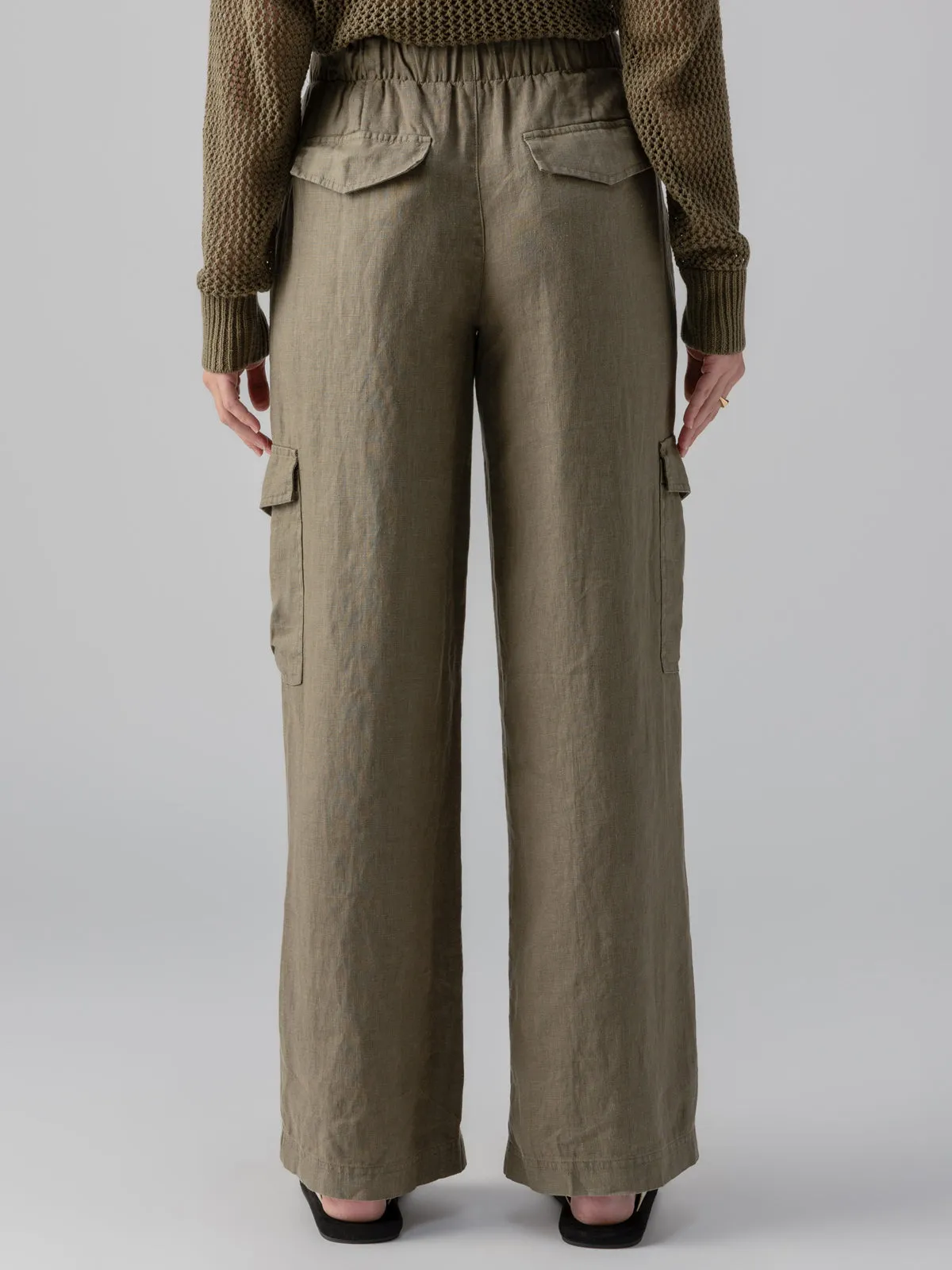 Drift Linen Cargo Semi-High Rise Pant Burnt Olive