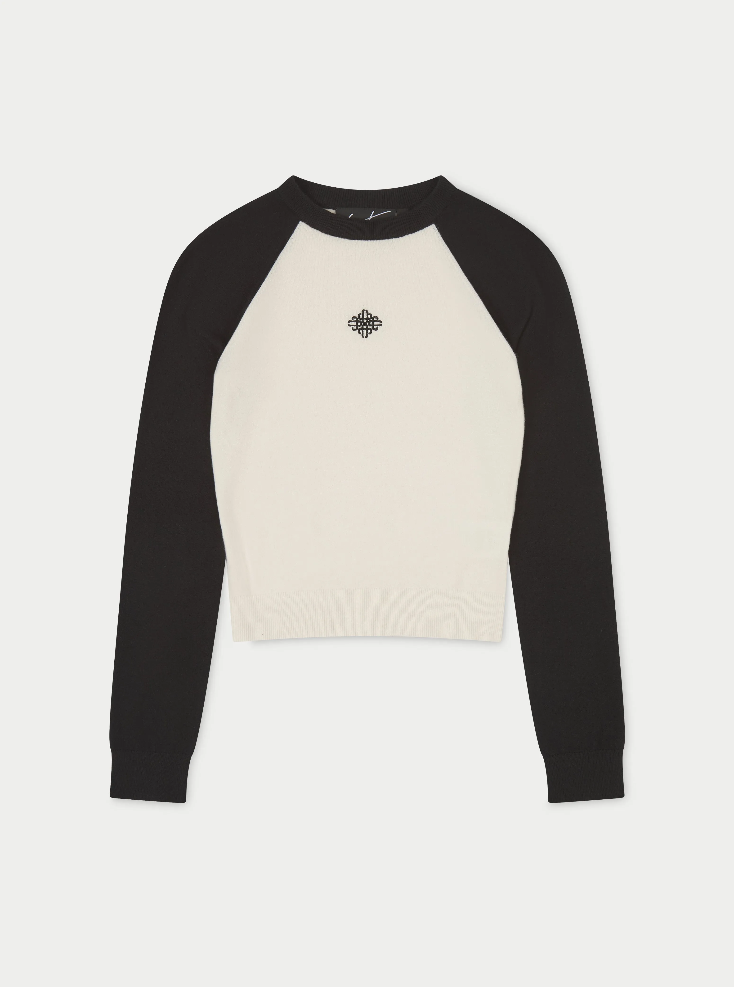 EMBLEM FINE KNITTED LONG SLEEVE TOP - OFF WHITE