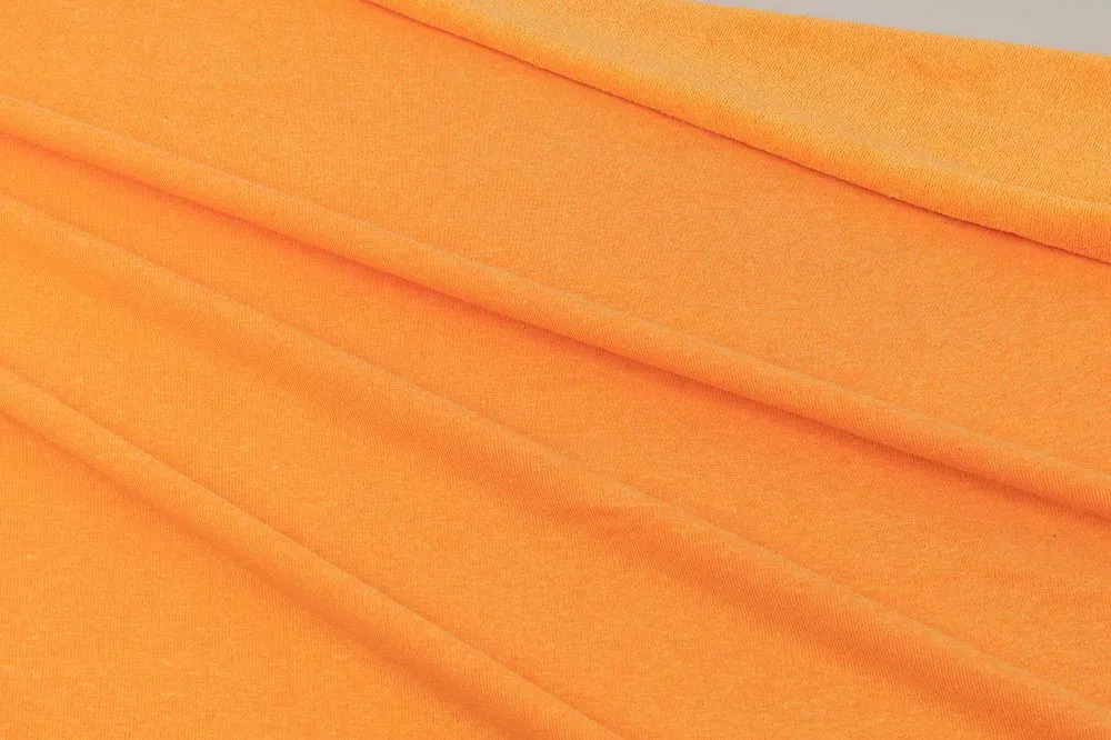 End of BOlt; 2.5 yards of Designer Deadstock Cotton Poly Spandex  Ultra Soft Orange Sherbert Terry Cloth Knit-remnant