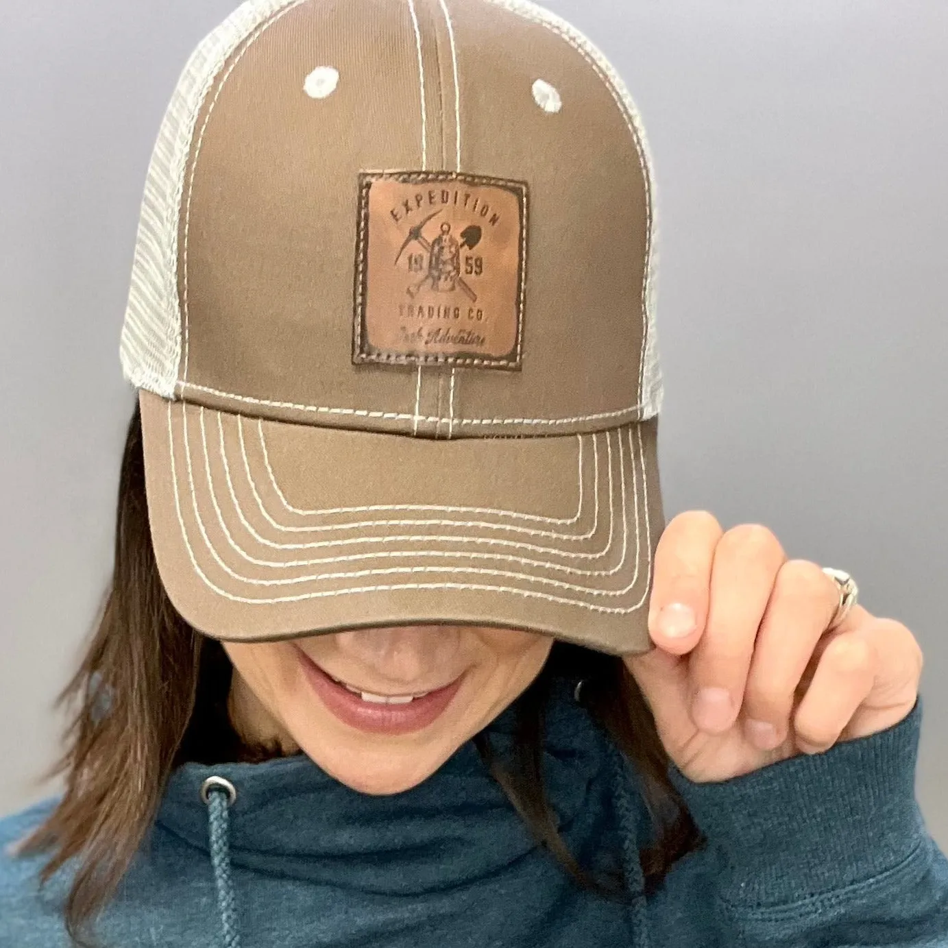 Expedition Leather Patch Trucker Hats