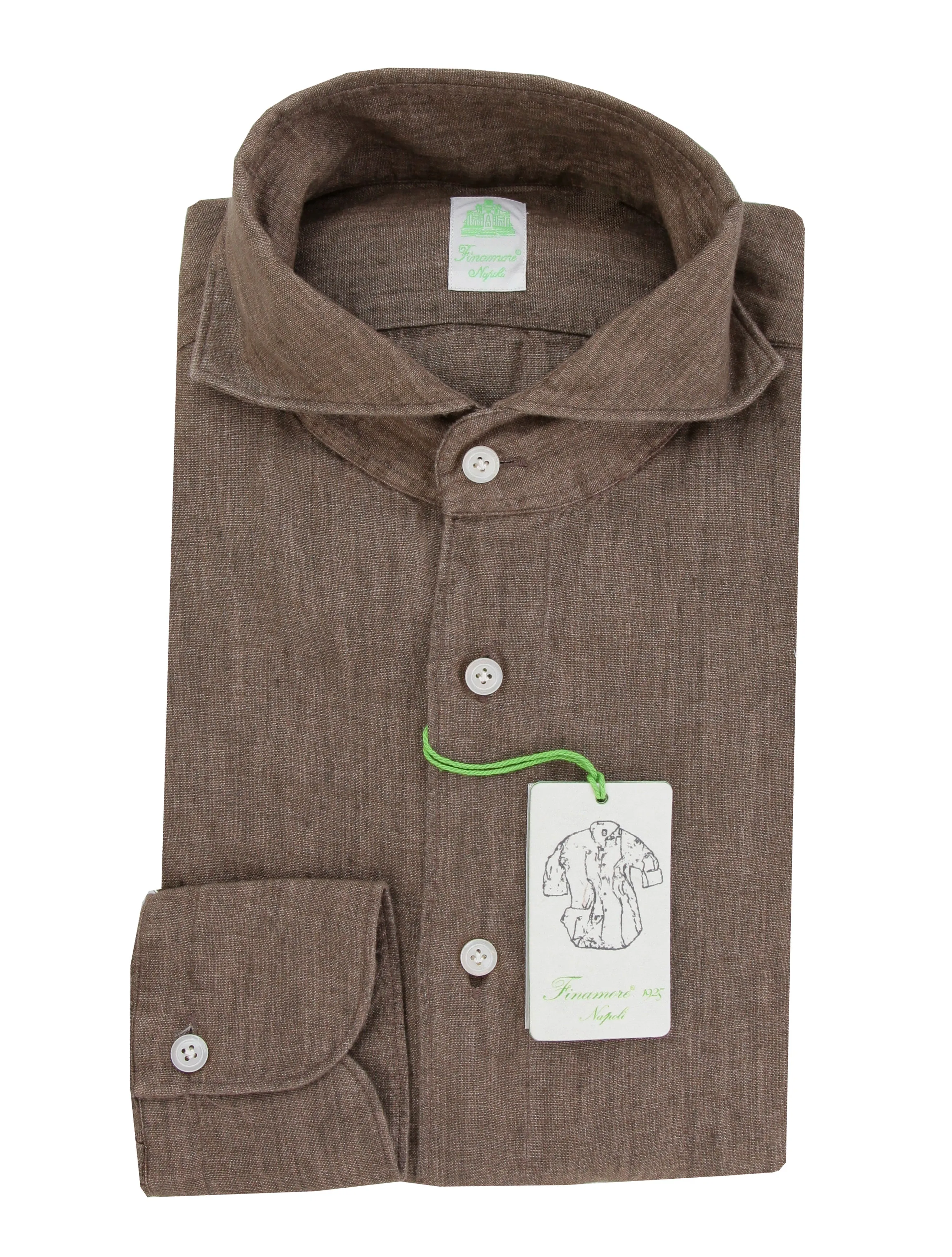 Finamore Napoli Brown Shirt - Extra Slim