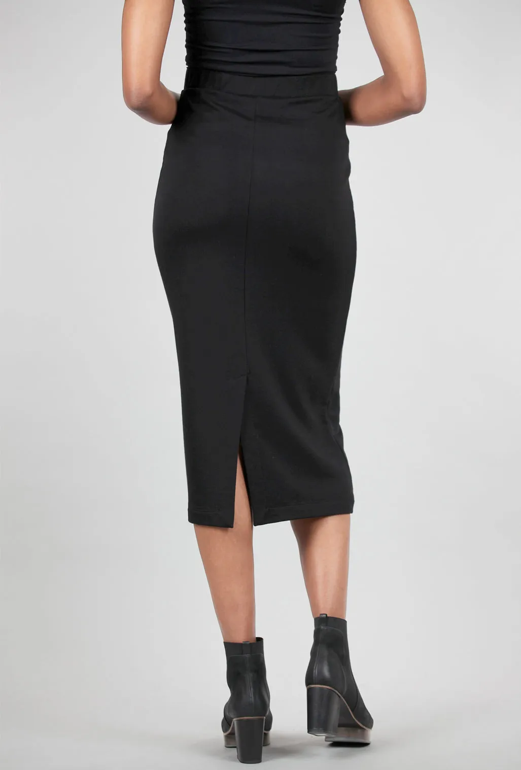 Fleece-Lined Slit Skirt, Black