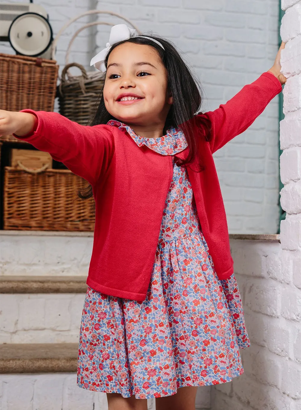 Flower Button Cardigan in Watermelon