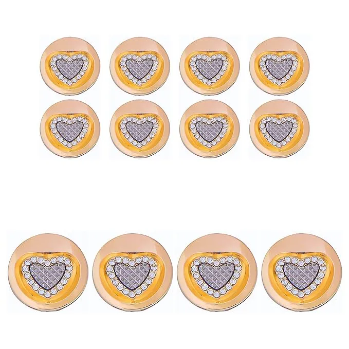 Gold Metal Buttons with Heart Centers(8 Small   4 Big)