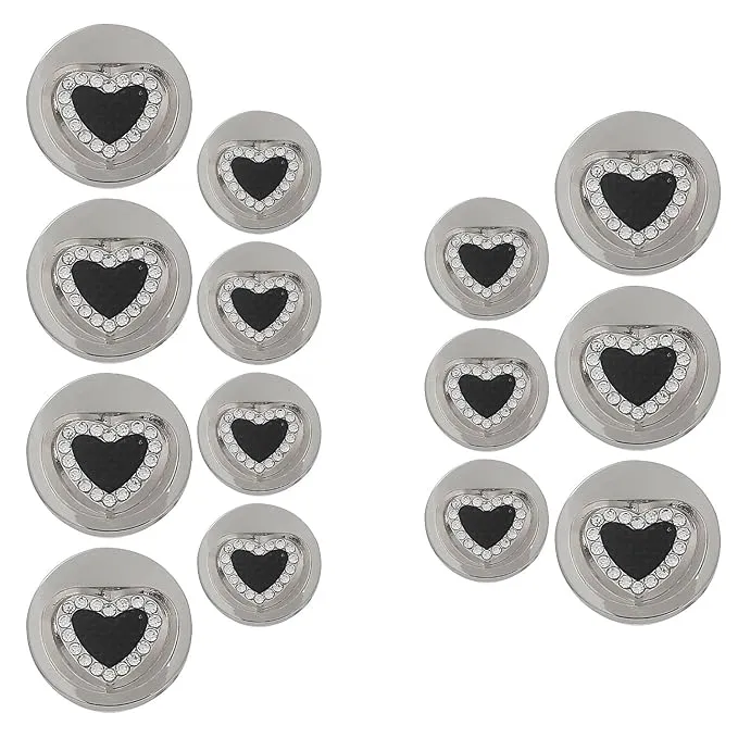 Gold Metal Buttons with Heart Centers(8 Small   4 Big)