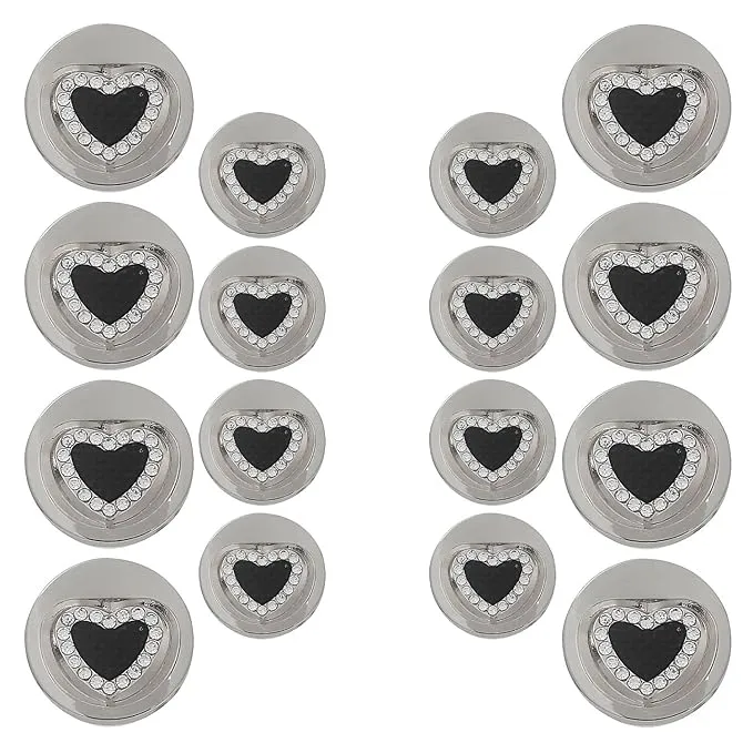 Gold Metal Buttons with Heart Centers(8 Small   4 Big)