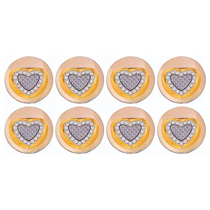 Gold Metal Buttons with Heart Centers(8 Small   4 Big)