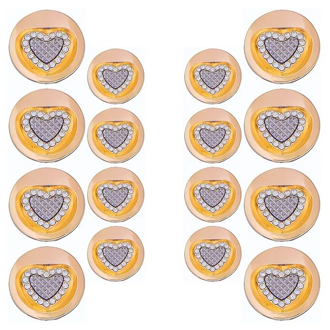 Gold Metal Buttons with Heart Centers(8 Small   4 Big)