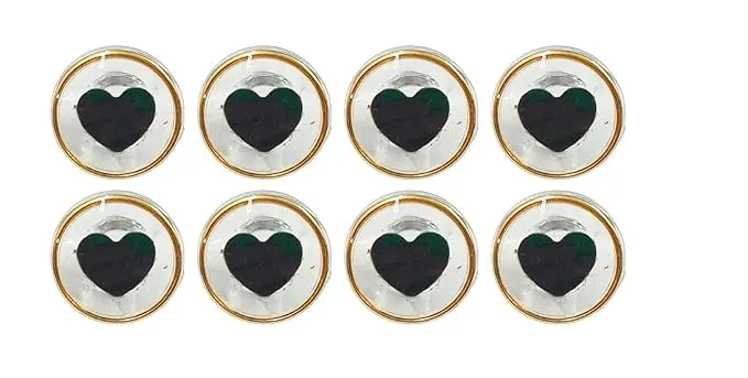 Heart-Shaped Buttons Round Italiano Glossy Epoxy Resin Design