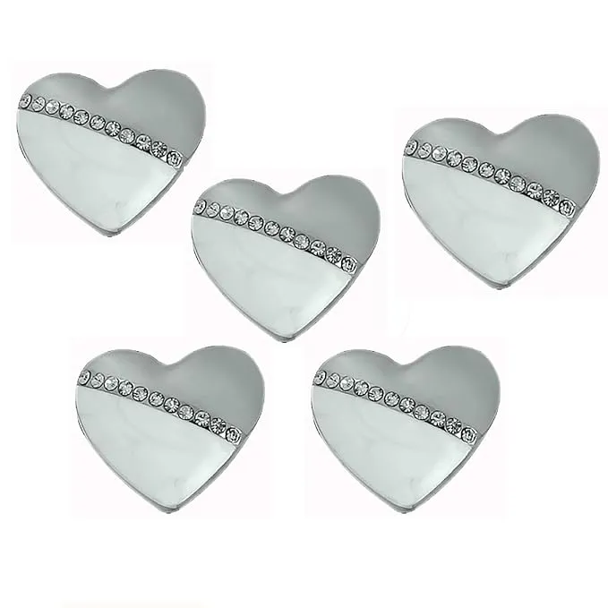 Heart-Shaped Pearl Metal Buttons with Silver Accents(Pack of 8 Buttons)