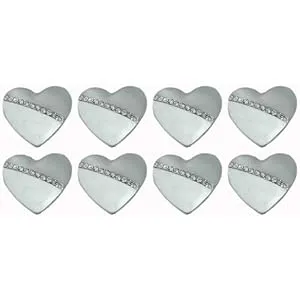 Heart-Shaped Pearl Metal Buttons with Silver Accents(Pack of 8 Buttons)