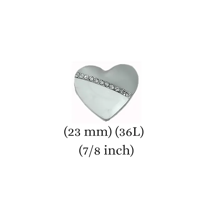 Heart-Shaped Pearl Metal Buttons with Silver Accents(Pack of 8 Buttons)