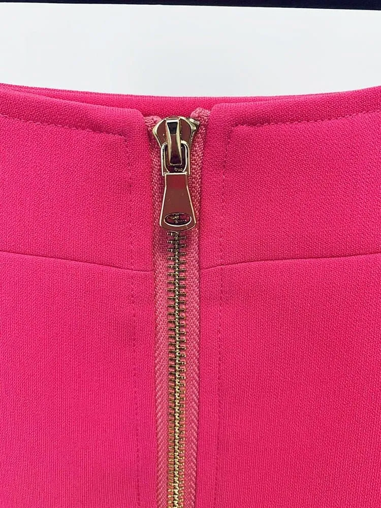 Hot Pink Mini Skirt - Fashionable and Comfortable Women's Pencil Skirt in Above Knee Length