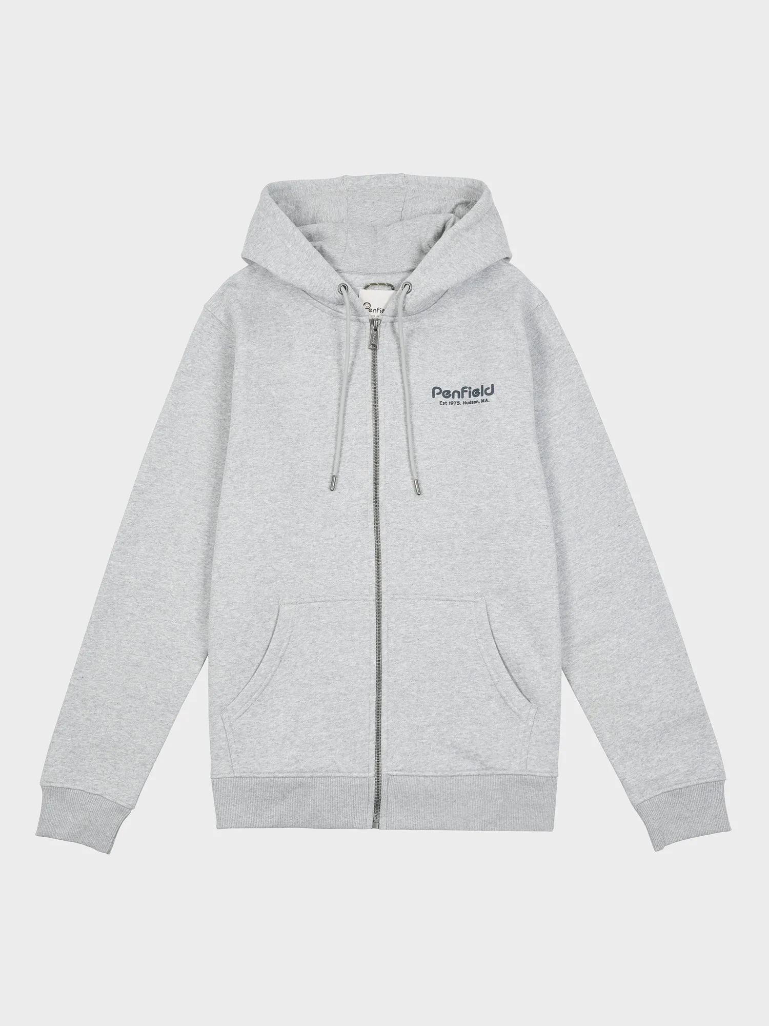 Hudson Script Zip Hoodie in Vintage Grey Heather