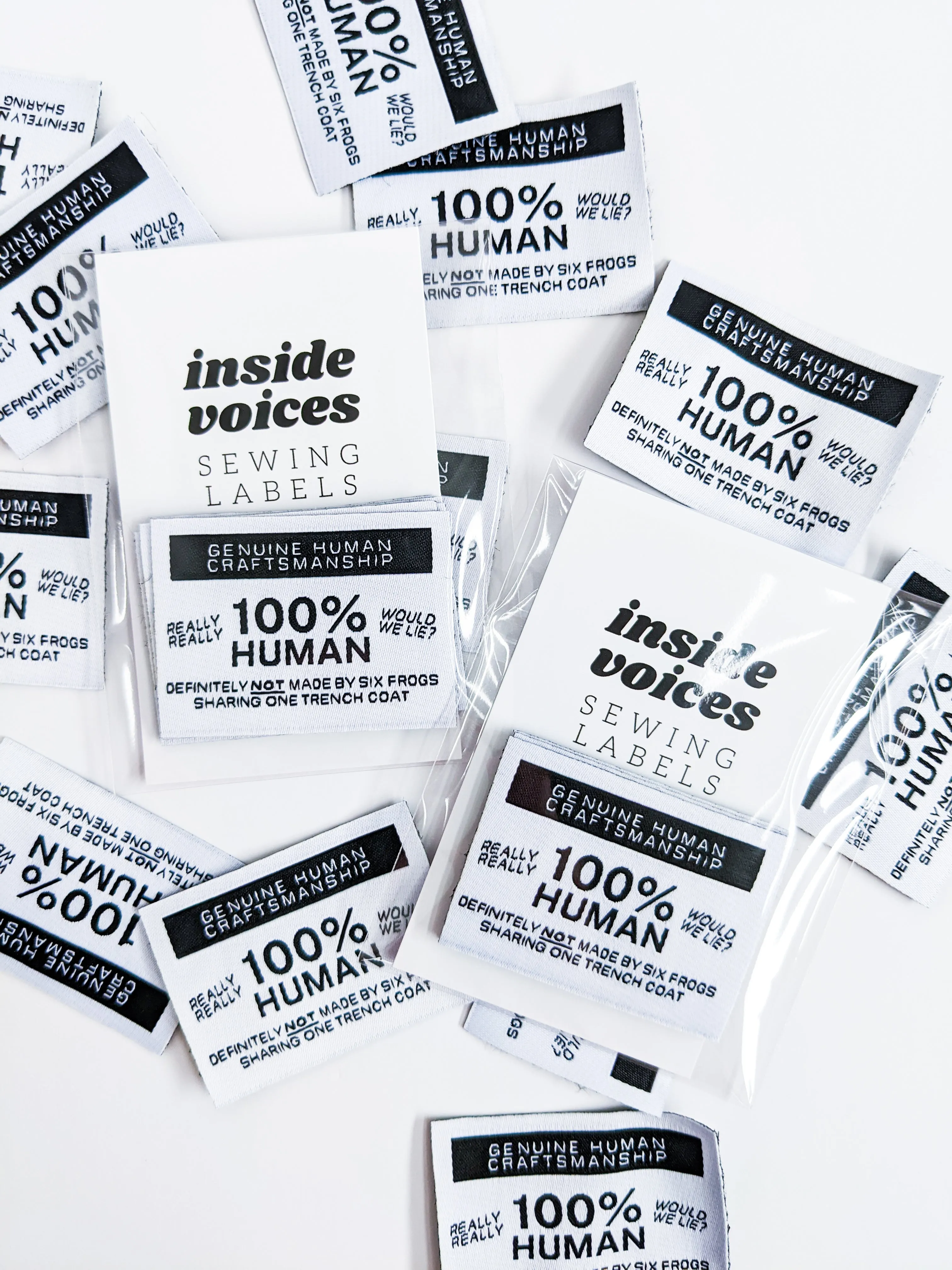 Inside Voices Sewing Labels Singles: 100% Human