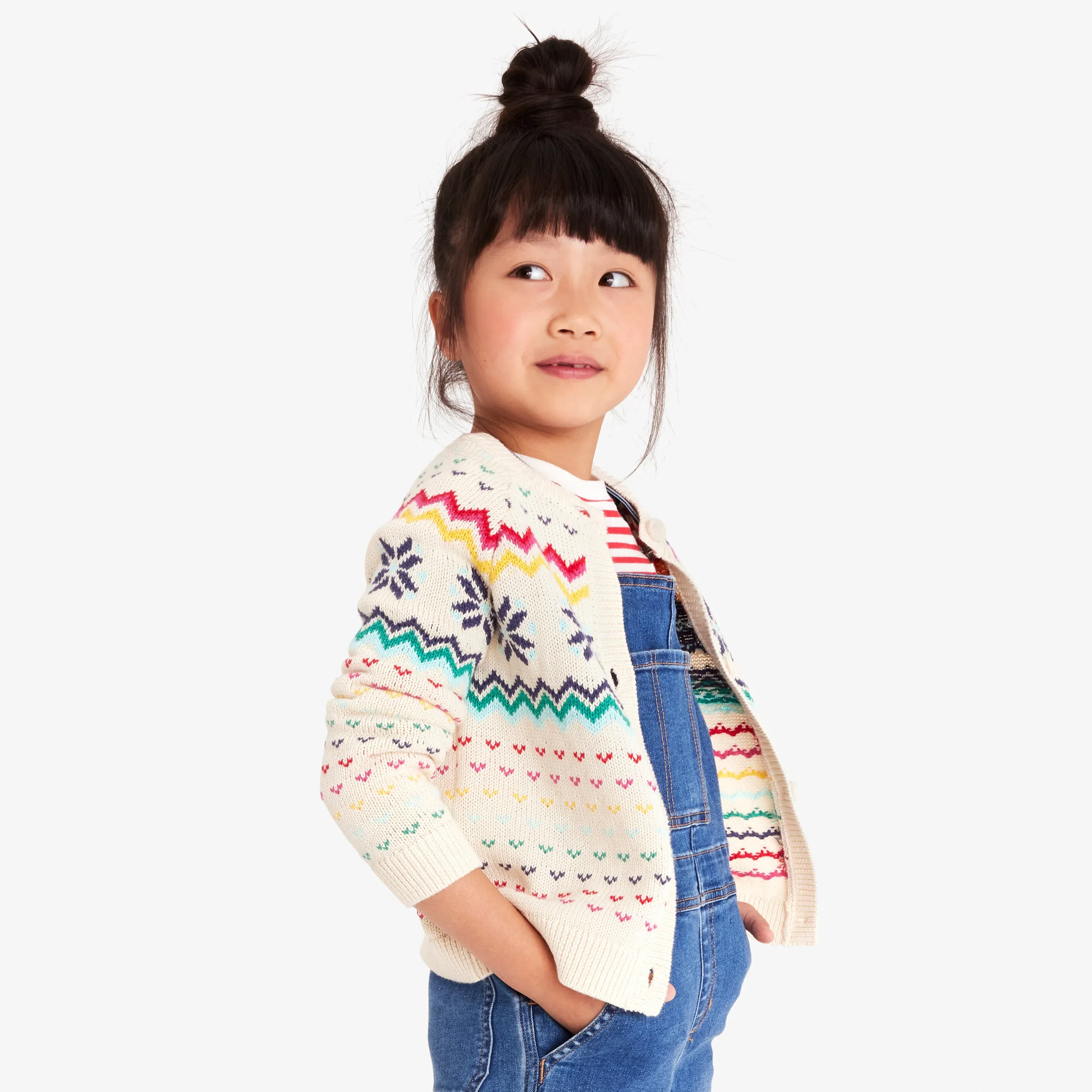 Kids rainbow snowflake fair isle cardigan