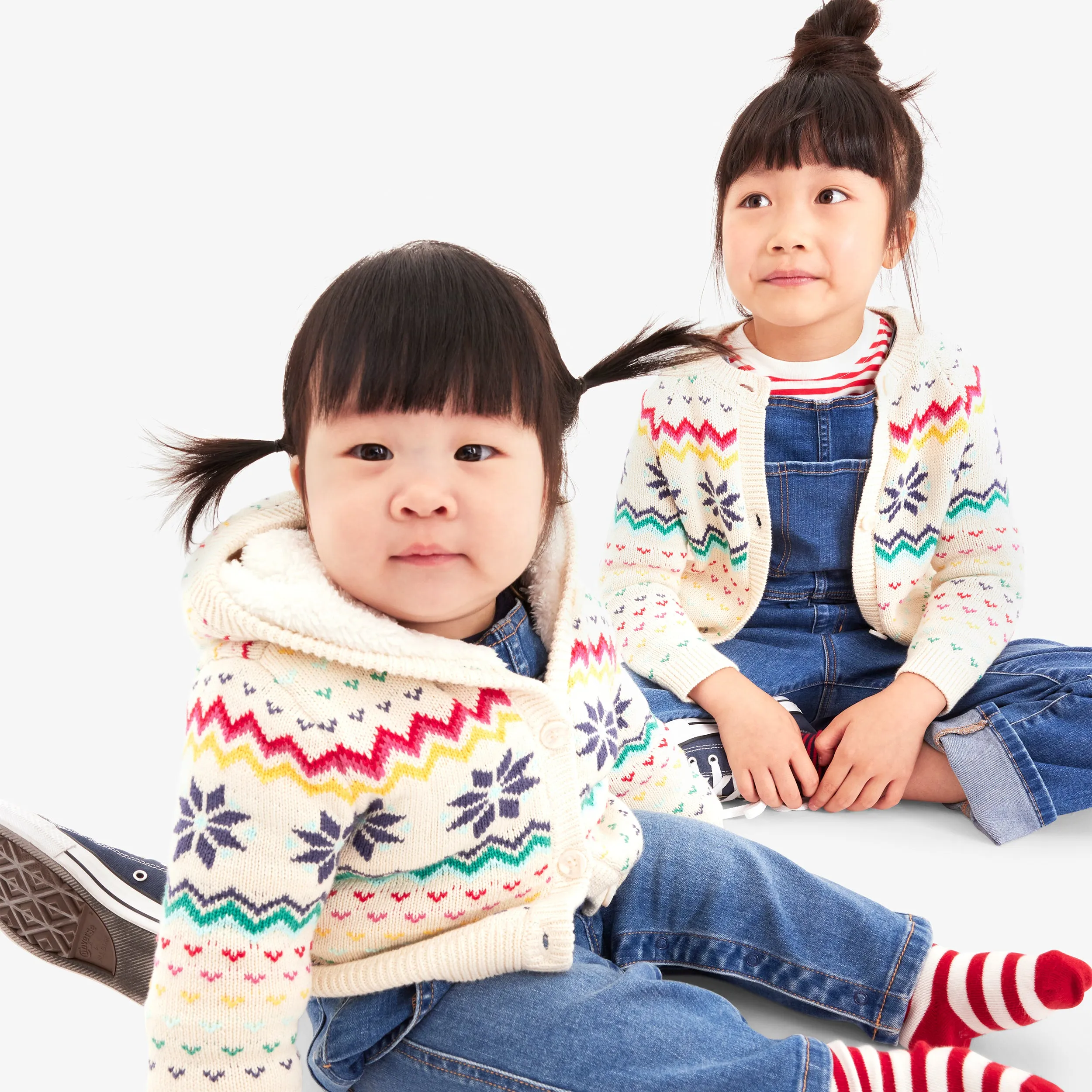 Kids rainbow snowflake fair isle cardigan