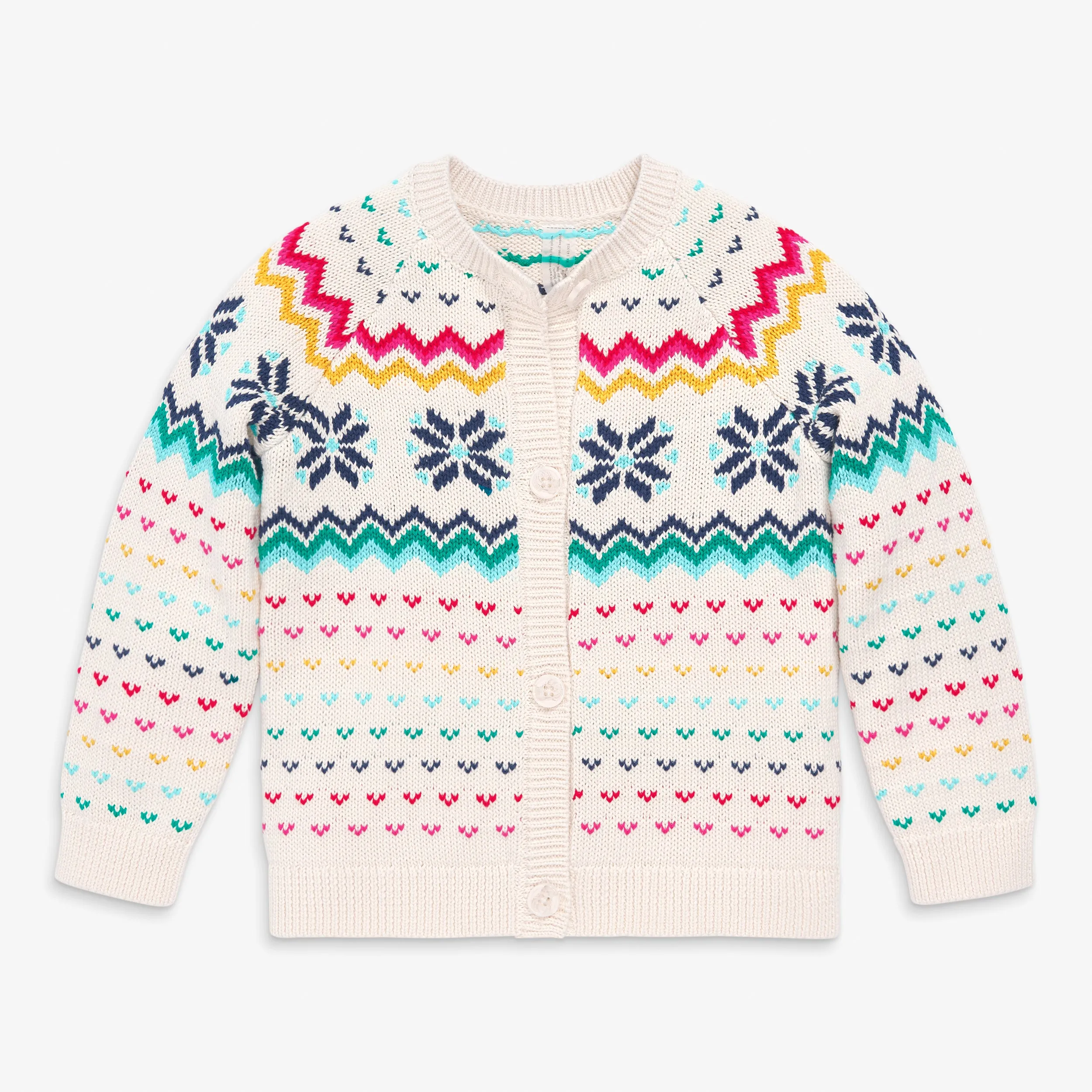 Kids rainbow snowflake fair isle cardigan