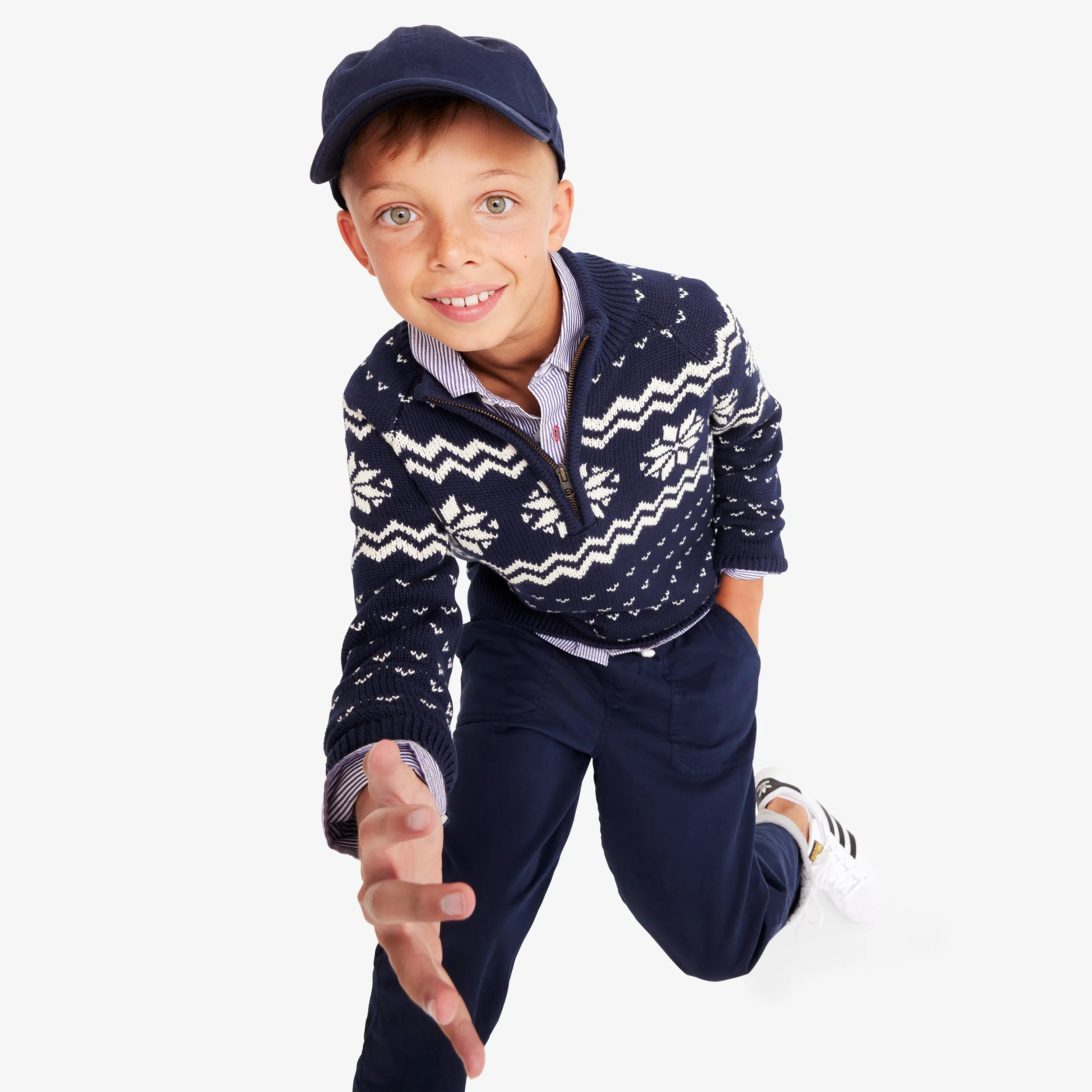 Kids snowflake quarter zip sweater