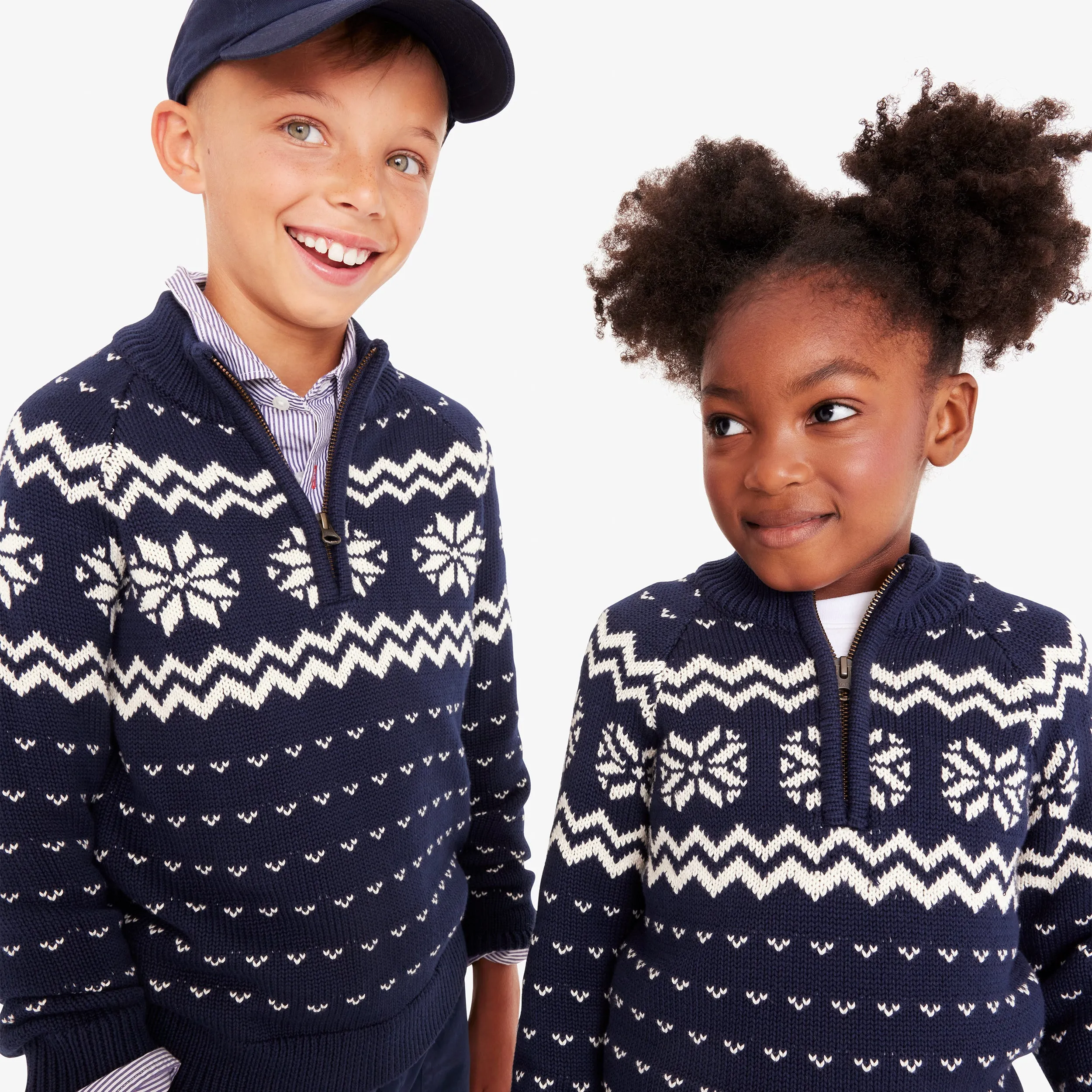 Kids snowflake quarter zip sweater