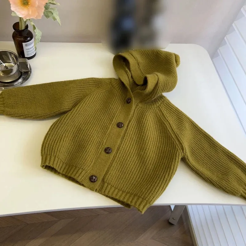 Knitted Hooded Cardigan