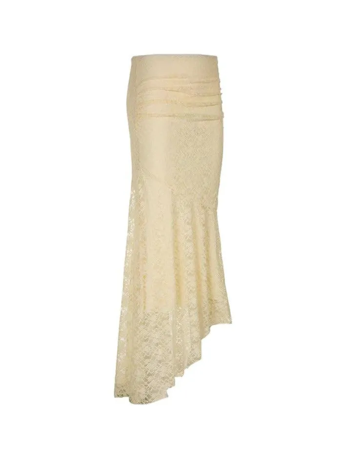 Lace Irregular Splice Mermaid Maxi Skirt