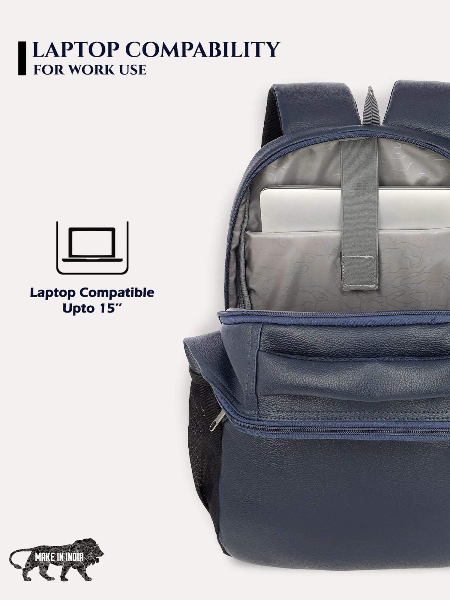 Lavie Sport Mode Gear 30L Laptop Backpack For Men & Women Navy