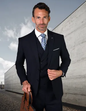 LAZIO NAVY TAILORED FIT 3 PC SUIT