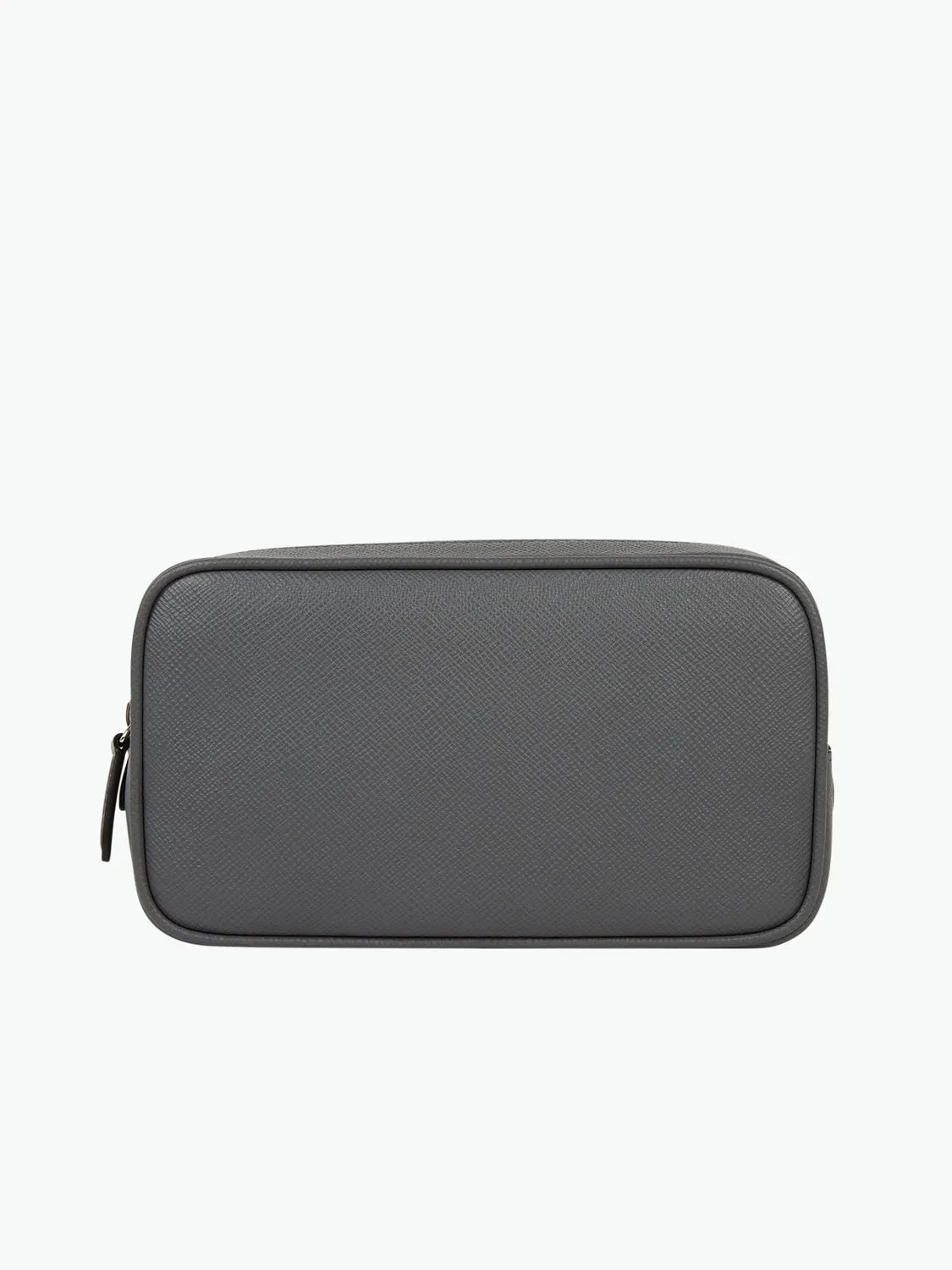 Leather Wash Bag Storm Grey