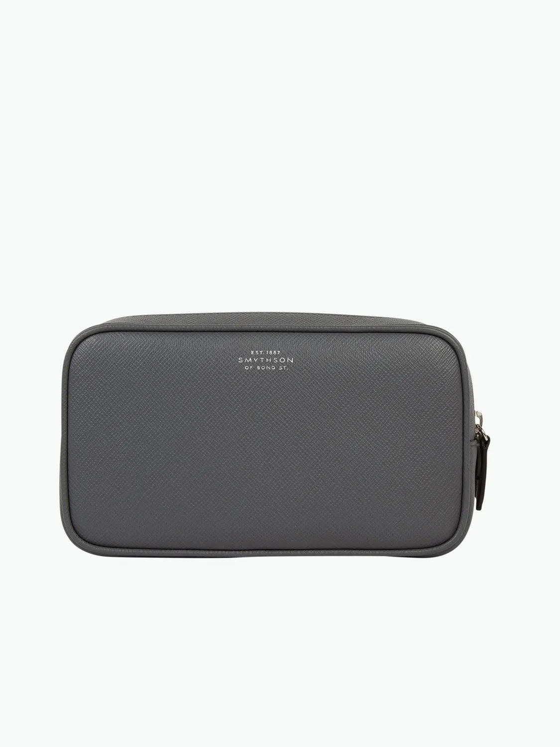 Leather Wash Bag Storm Grey