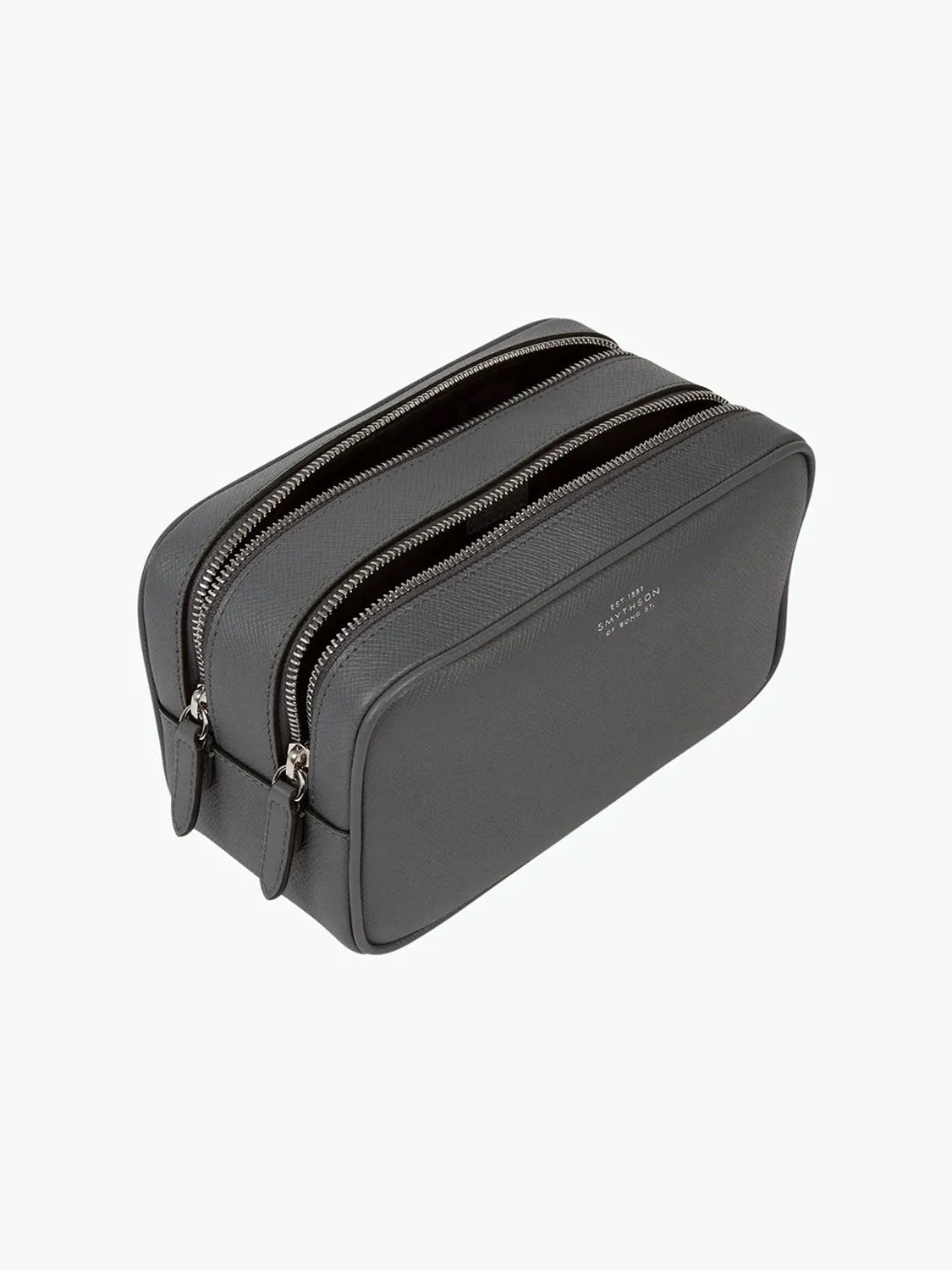 Leather Wash Bag Storm Grey