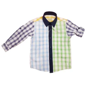 Madison - Navy Collar Color Panel Shirt