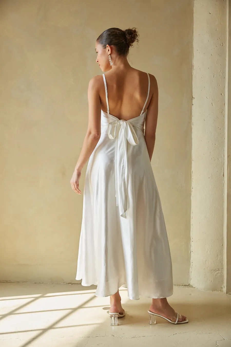 Mary Bow Back Satin Maxi Dress