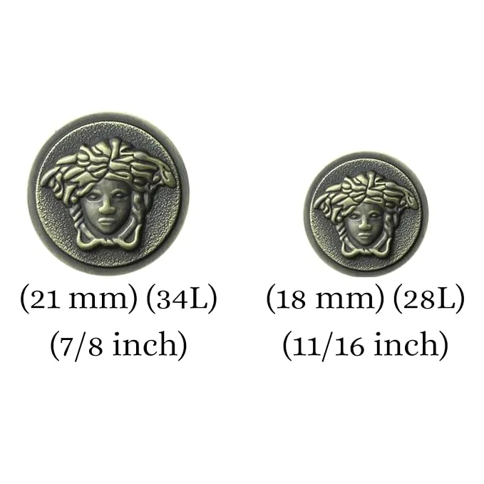 Medusa Metal Shank Buttons(6 Big   6 Small)