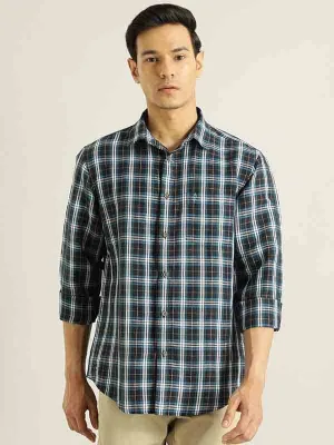 Men Checked Full Sleeve Linen Blend Shirt