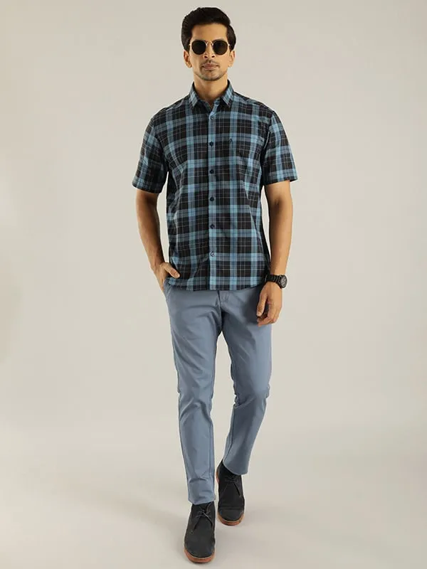 Men Checked Half Sleeve Cotton Shirt