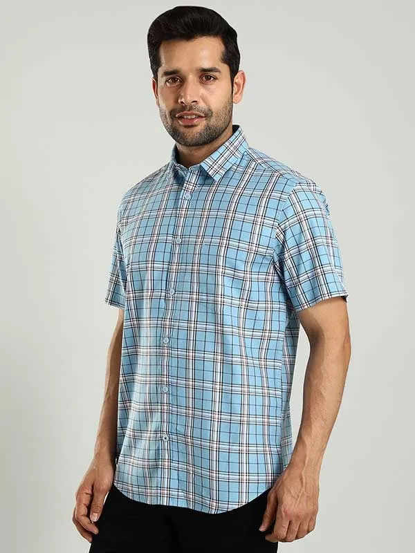 Men Checked Half Sleeve Cotton Shirt