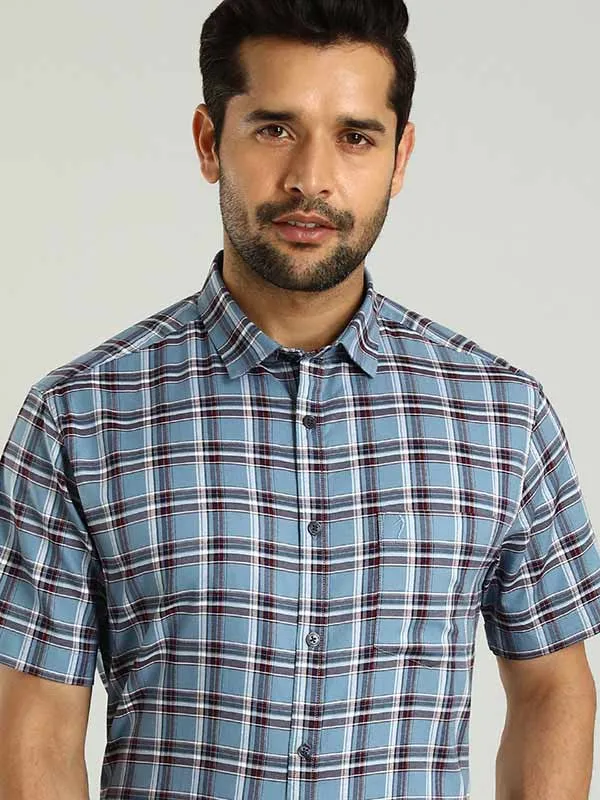 Men Checked Half Sleeve Cotton Shirt