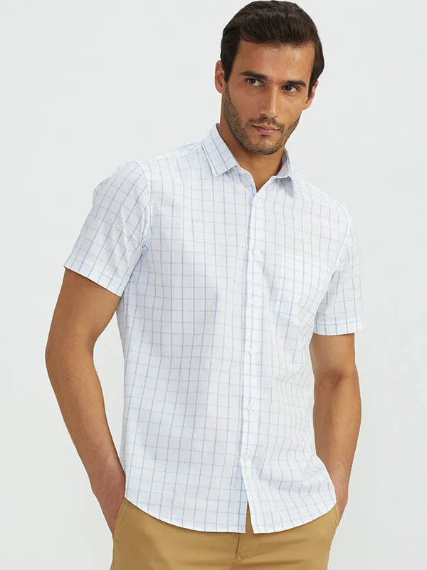 Men Checked Half Sleeve Cotton Shirt