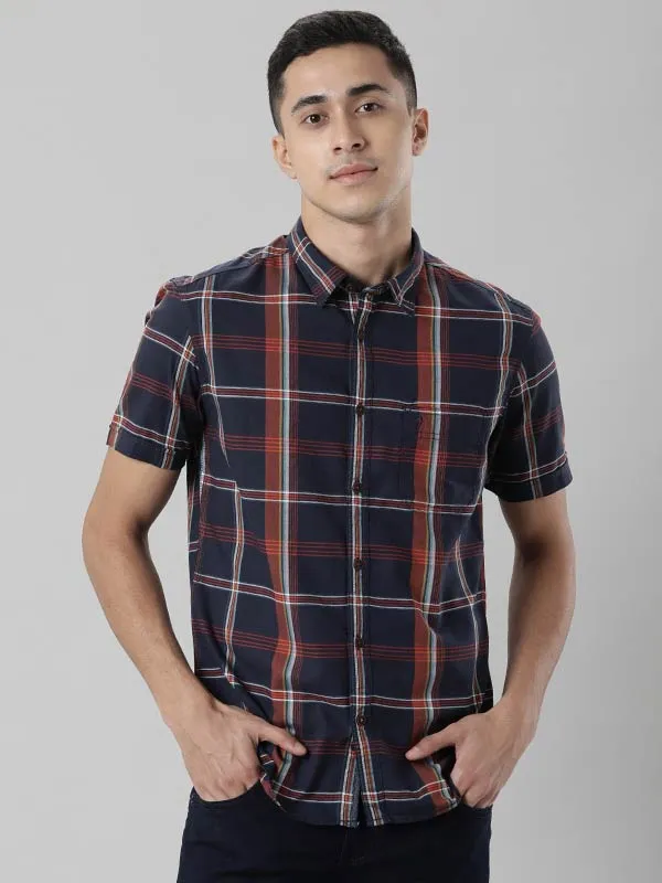 Men Checked Half Sleeve Cotton Shirt